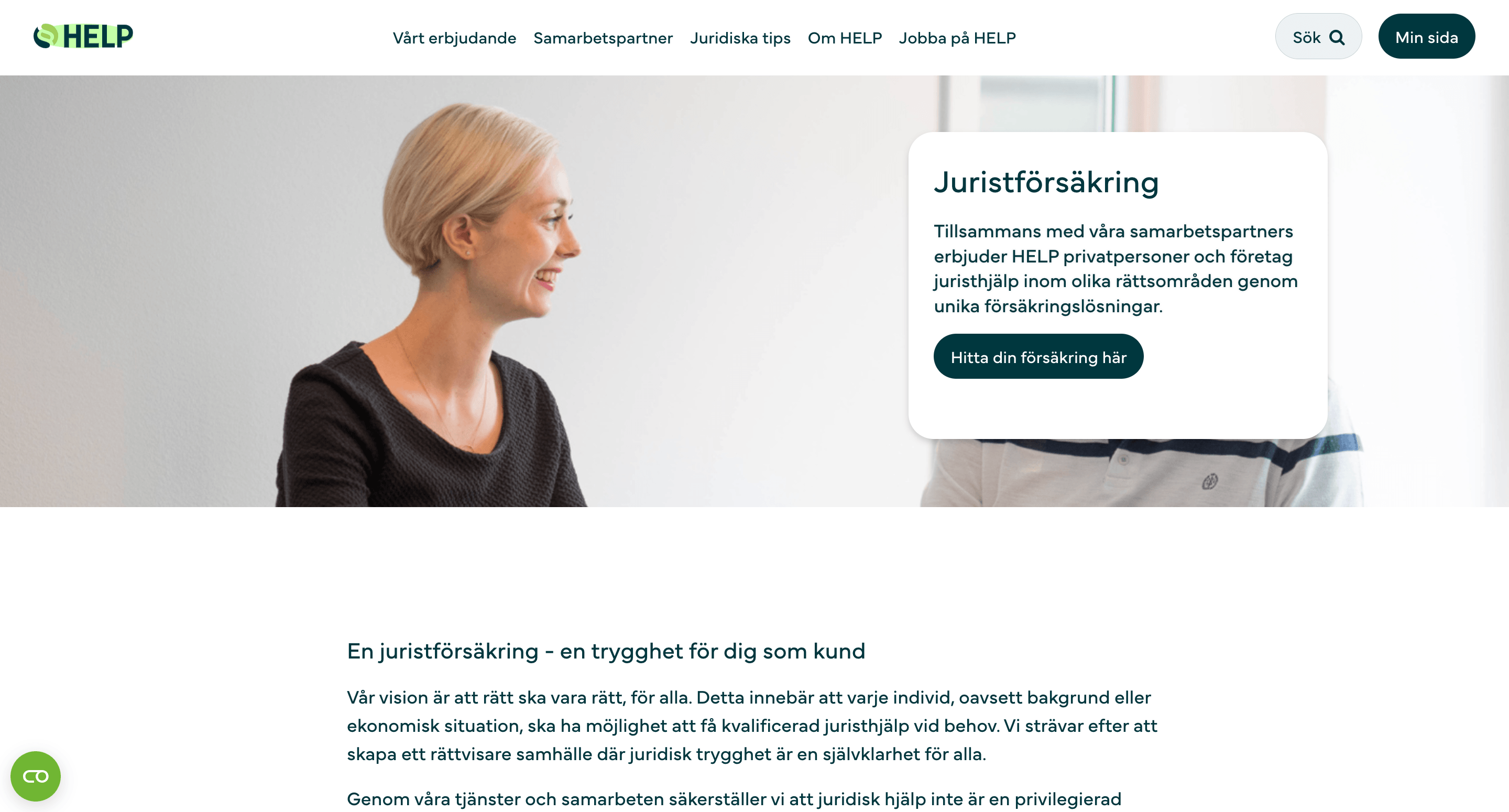Help Försäkring hemsida