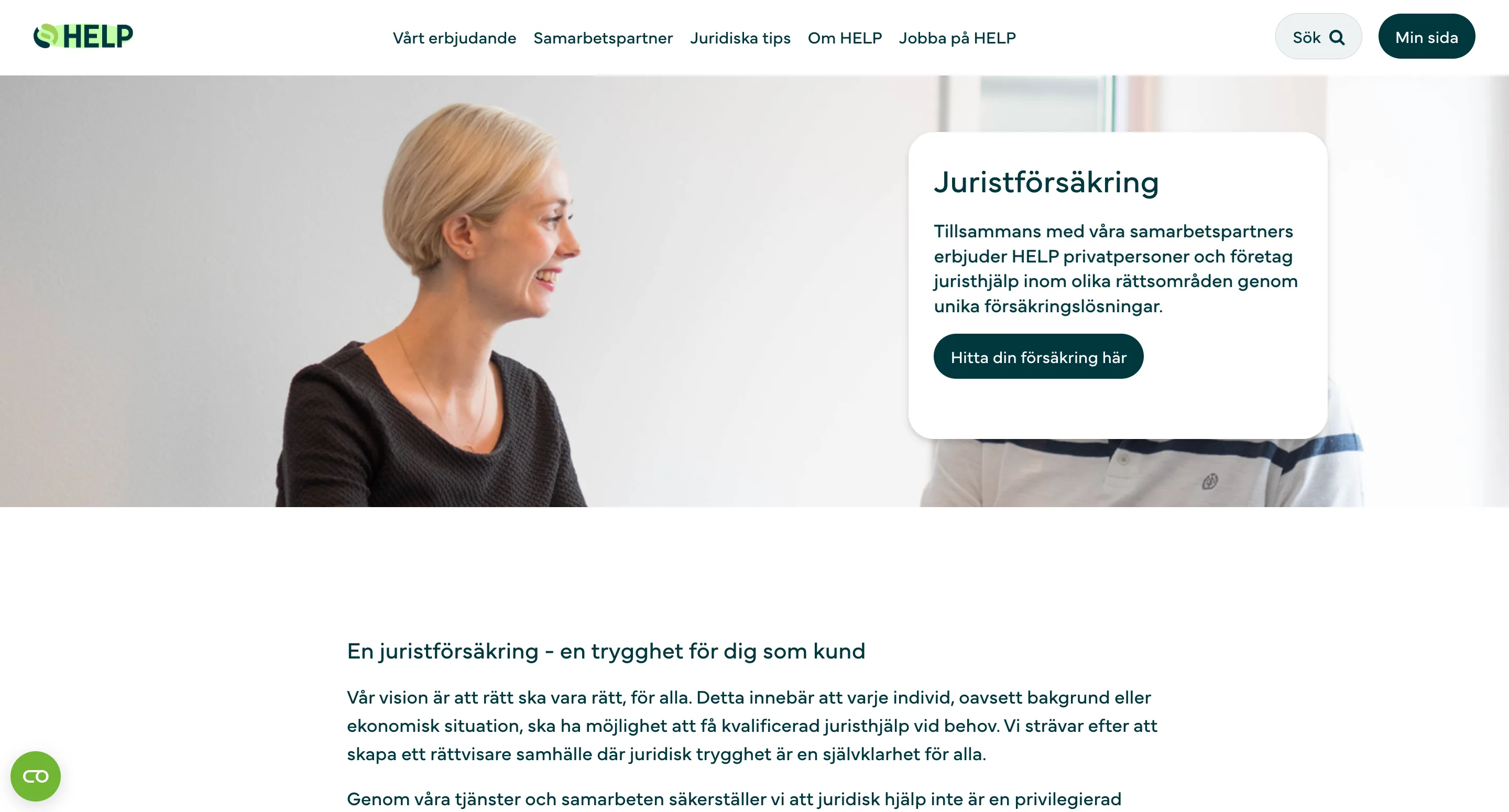 Help Försäkring hemsida