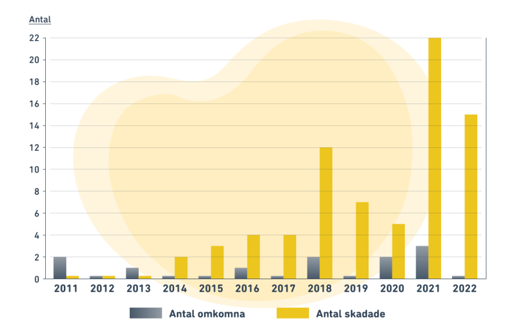Illustration visar statistik över antal vattenskoterolyckor