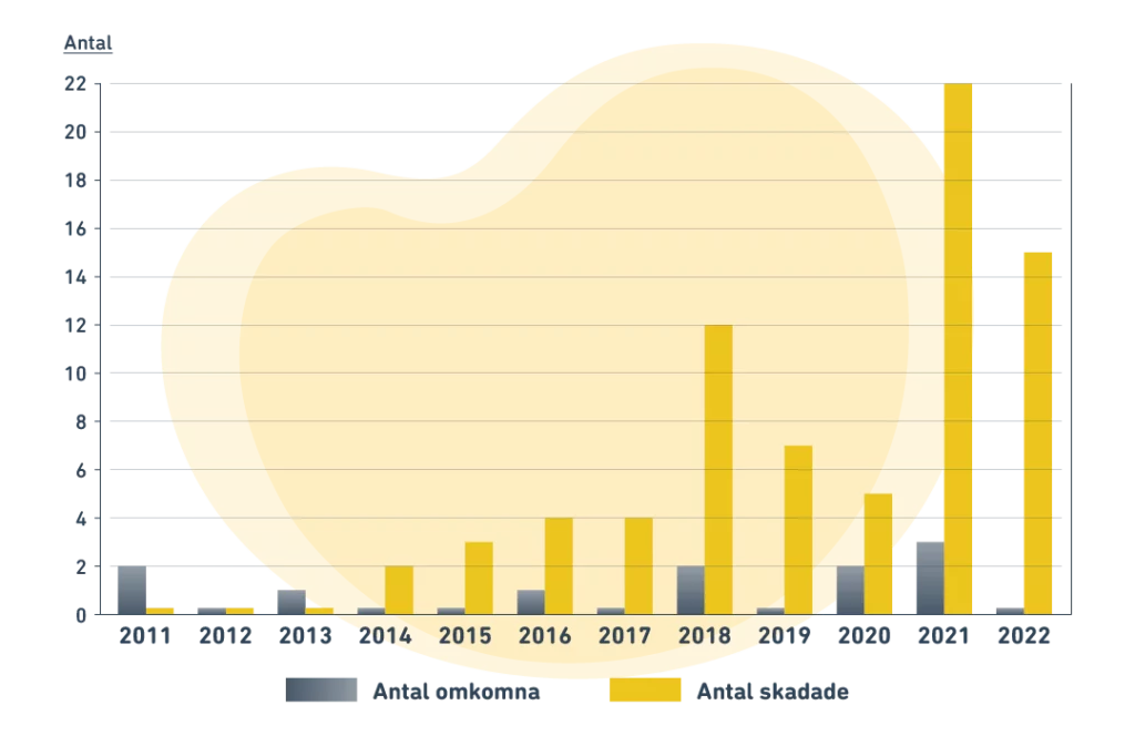 Illustration visar statistik över antal vattenskoterolyckor