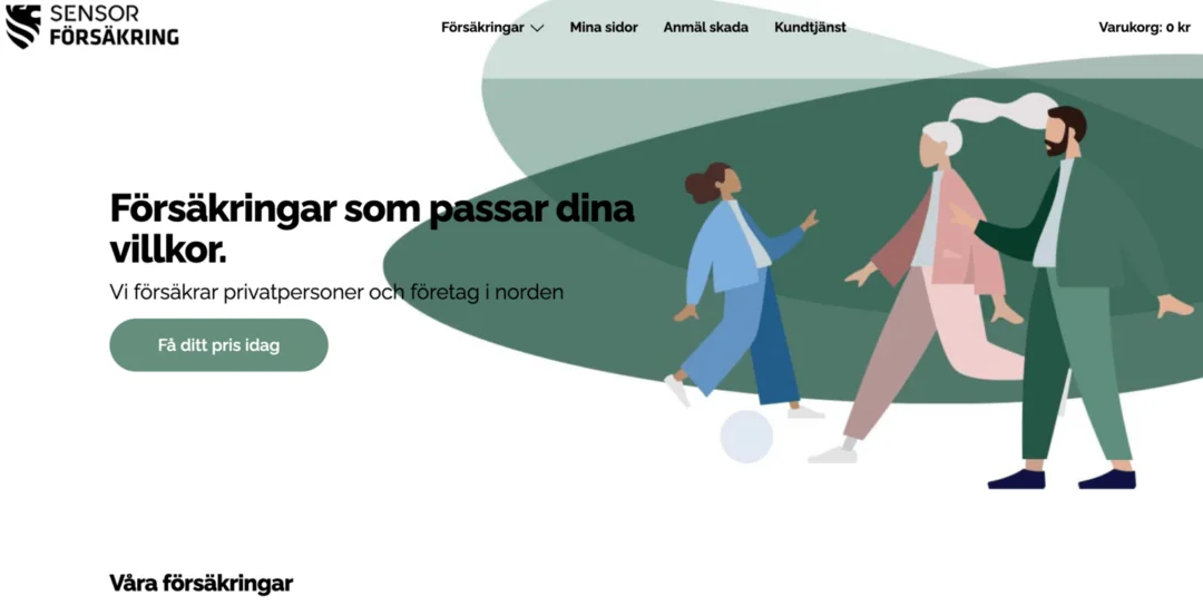 Sensor Försäkring hemsida